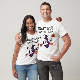 Grappige What's Up Heksen Halloween Heks met kat T-shirt