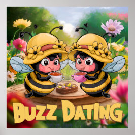 Grappige Whimsical Bijen Zoemen Date Poster