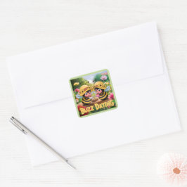 Grappige Whimsical Bijen Zoemen Date Vierkante Sticker