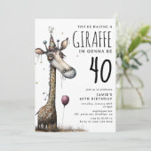 Grappige Whimsical Giraffe Volwassene Verjaardag Kaart (Staand voorkant)