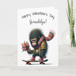 Grappige Whimsical Gorilla Gelukkig Valentijnsdag Kaart