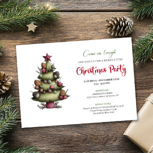 Grappige Whimsical Kerstboom Feestelijke Viering Kaart