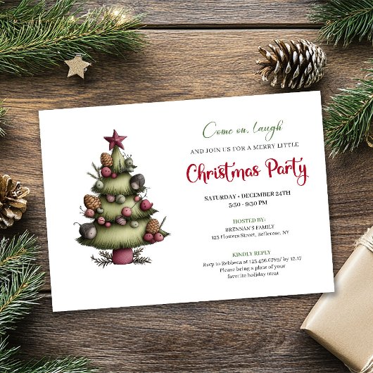 Grappige Whimsical Kerstboom Feestelijke Viering Kaart