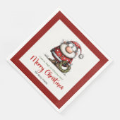 Grappige Whimsical Kerstman Minimale Kerst Servet (Hoek)