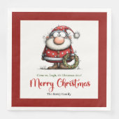 Grappige Whimsical Kerstman Minimale Kerst Servet (Voorkant)