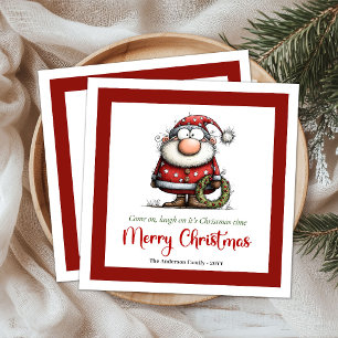Grappige Whimsical Kerstman Minimale Kerst  Servet