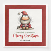 Grappige Whimsical Kerstman Minimalistische Servet (Voorkant)