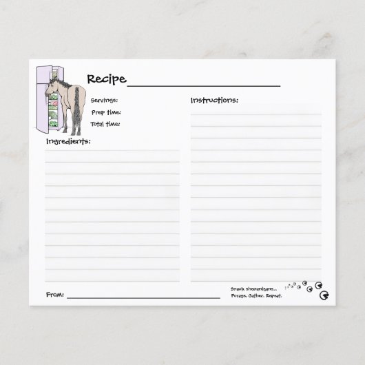 Grappige Whimsical Paard Receptkaart (Voorkant)