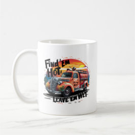 Grappige Whimsical Vintage Brandweerwagen Koffiemok