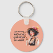 Grappige Whimsical Vrouw Tassen Tas Sleutelhanger (Achterkant)