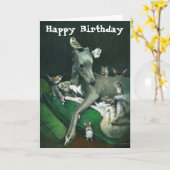 Grappige Whippet Dog Verjaardag Kaart (Gele Bloem)