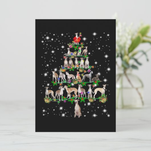 Grappige Whippet Kerstboom Ornament Decoratie cade Kaart (Staand voorkant)