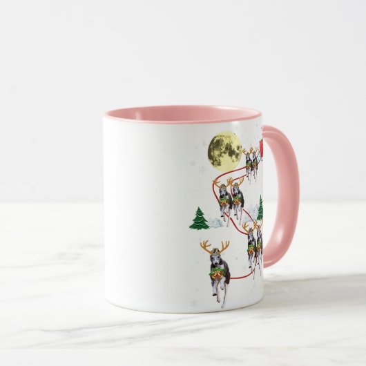 Grappige Whippet Rendier Kerstmaan Kerstmis D Mok (Voorkant rechts)