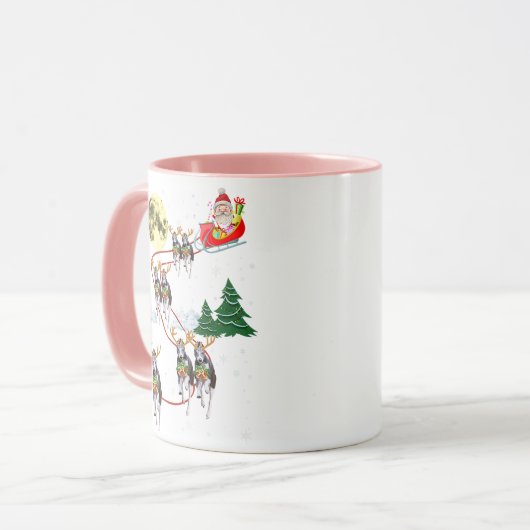 Grappige Whippet Rendier Kerstmaan Kerstmis D Mok (Voorkant links)