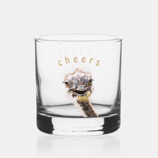 Grappige Whiskey Glas Gelukkige struisvogel - aang (Achterkant)