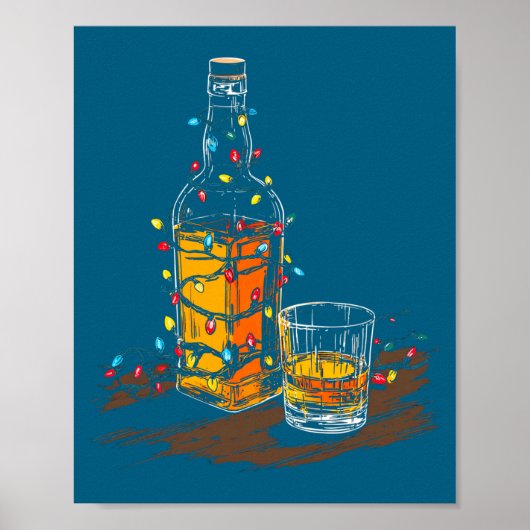 Grappige Whiskey Kerst Grafische Verlichting Liefh Poster (Voorkant)