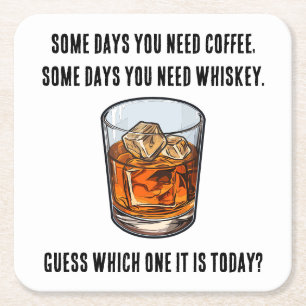 Grappige Whiskey Tumbler - Koffie of Whiskey? Kartonnen Onderzetters