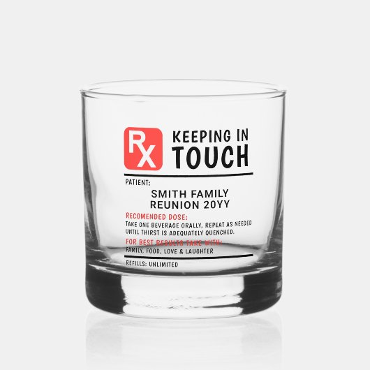 Grappige Whiskey Voorschrift Familie Reünie Custom Whisky Glas (Voorkant)