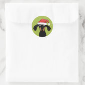 Grappige Wiener Hond Santa | Dachshund Kerstmis Ronde Sticker (Tas)