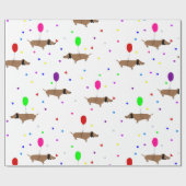 Grappige Wiener Honden teckel ballonnen Cadeaupapier (Vlak)