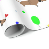 Grappige Wiener Honden teckel ballonnen Cadeaupapier (Rol Hoek)