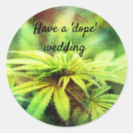 Grappige wiet grunge, bruiloft woordspeling ronde sticker