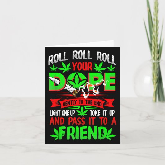 Grappige Wiet Pot Liefhebber Roll Joint Vriend Rok Kaart (Voorkant)