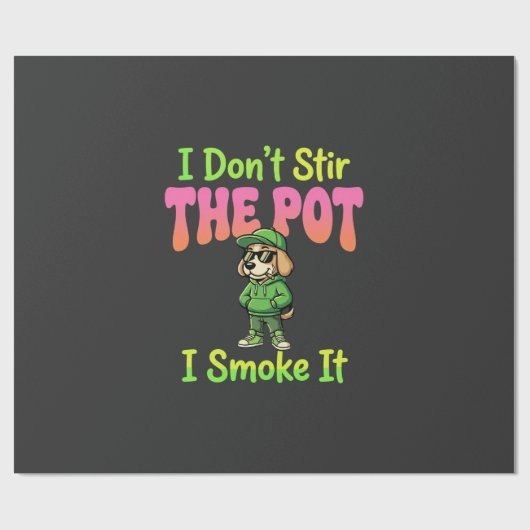 Grappige Wiet Roken Hond Stoner Cadeaupapier (Vlak)