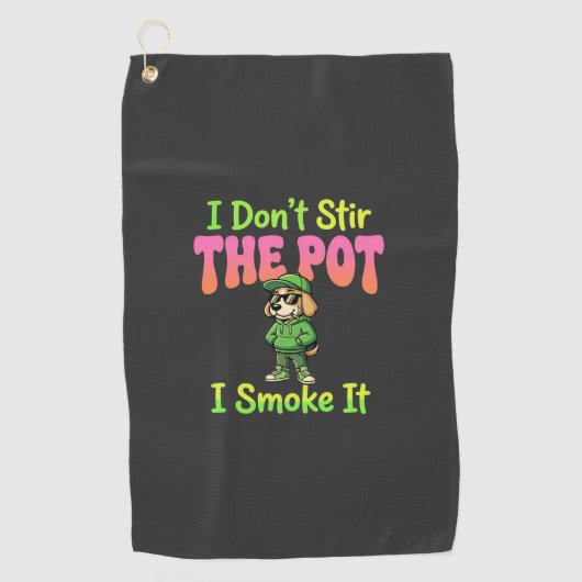Grappige Wiet Roken Hond Stoner Golfhanddoek (Voorkant)