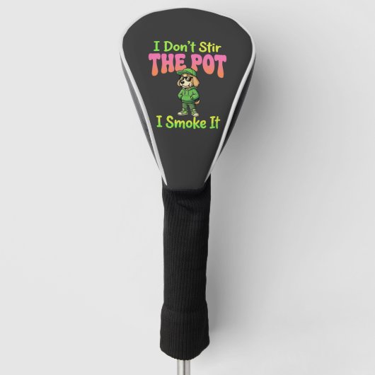 Grappige Wiet Roken Hond Stoner Golfheadcover (Voorkant)