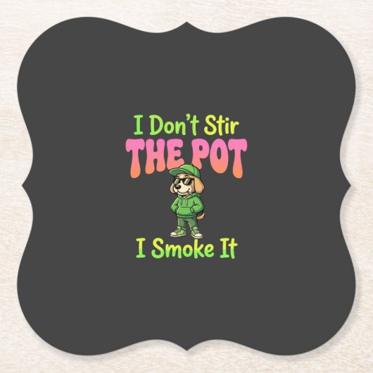 Grappige Wiet Roken Hond Stoner Kartonnen Onderzetters (Voorkant)