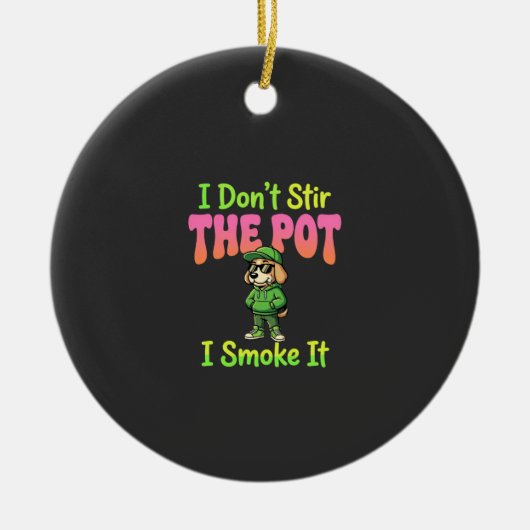 Grappige Wiet Roken Hond Stoner Keramisch Ornament (Voorkant)