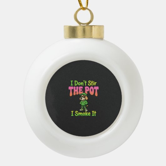 Grappige Wiet Roken Hond Stoner Keramische Bal Ornament (Voorkant)