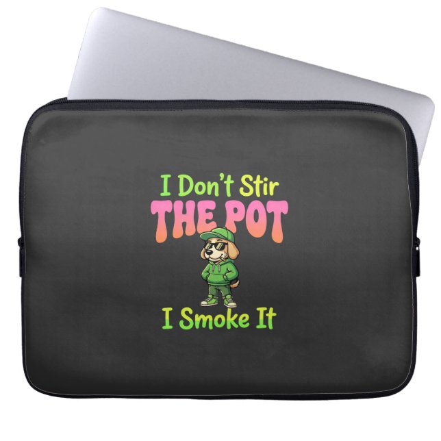 Grappige Wiet Roken Hond Stoner Laptop Sleeve (Voorkant)