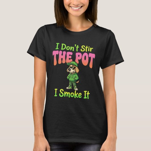 Grappige Wiet Roken Hond Stoner T-shirt (Voorkant)