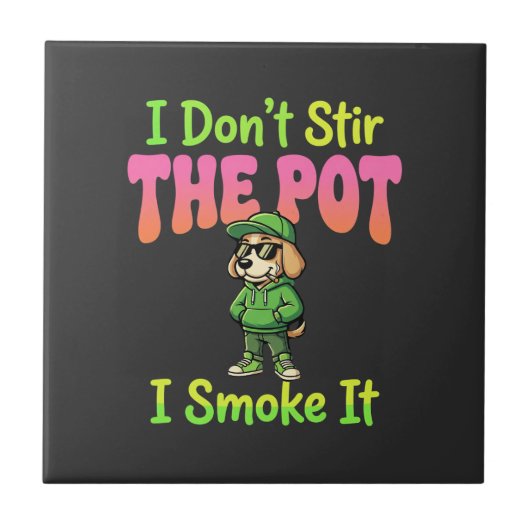 Grappige Wiet Roken Hond Stoner Tegeltje (Voorkant)