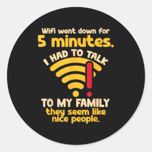 Grappige Wifi Uitgevallen Citaat Computer Nerd Voo Ronde Sticker