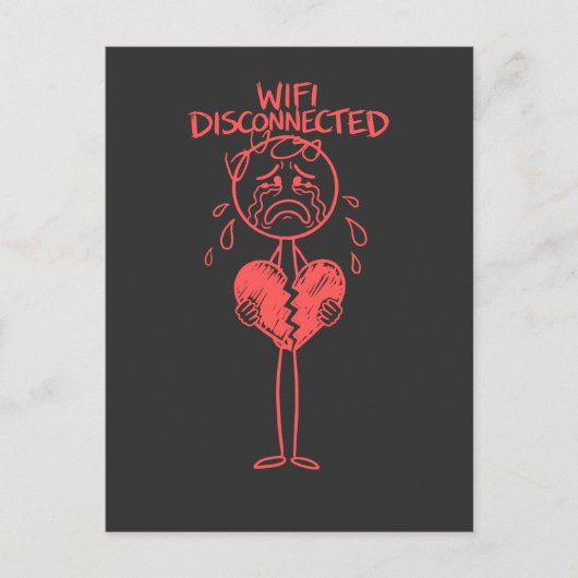 Grappige Wifi Verbinding Verbroken Gebroken Hart G Briefkaart (Voorkant)