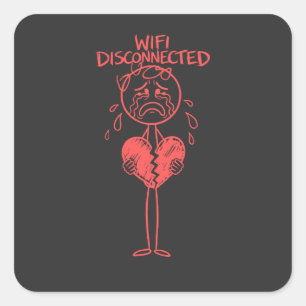 Grappige Wifi Verbinding Verbroken Gebroken Hart G Vierkante Sticker