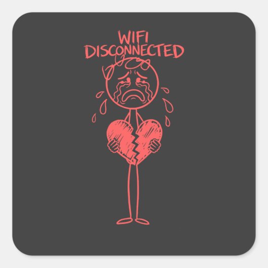Grappige Wifi Verbinding Verbroken Gebroken Hart G Vierkante Sticker (Voorkant)