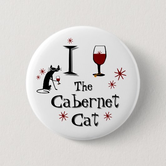 Grappige wijn Cabernet Cat Fan Ronde Button 5,7 Cm (Voorkant)