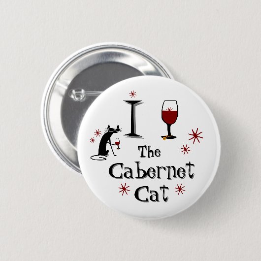 Grappige wijn Cabernet Cat Fan Ronde Button 5,7 Cm (Voorkant /achterkant)