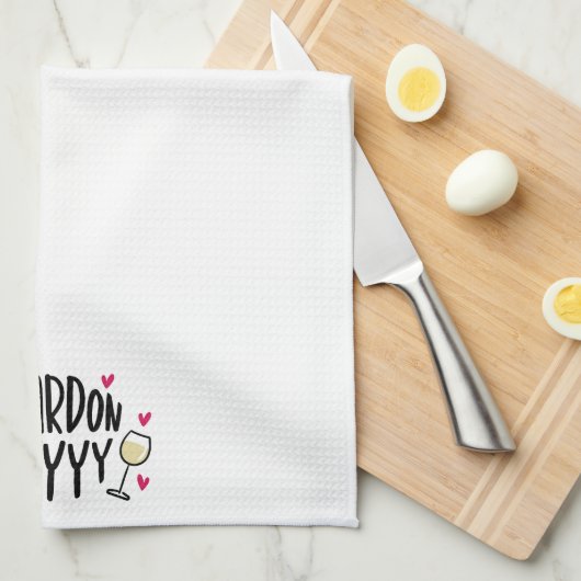 Grappige wijn Chardonnay Heyy Theedoek (Quarter Fold)