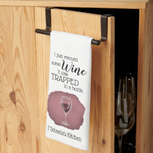 Grappige wijn citaat gered uit fles theedoek