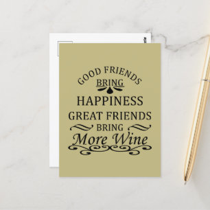 Grappige wijn citaat voor vrienden briefkaart