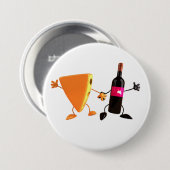 Grappige wijn- en kaasfeestje ronde button 7,6 cm (Voorkant /achterkant)
