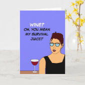 Grappige wijn grap, komedie kaart (Gele Bloem)