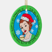 Grappige wijn humor retro dame Kerstmis Keramisch Ornament (Rechts)