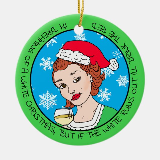 Grappige wijn humor retro dame Kerstmis Keramisch Ornament (Voorkant)