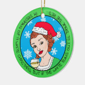 Grappige wijn humor retro dame Kerstmis Keramisch Ornament (Links)